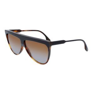 Victoria Beckham Sunglasses Rectangle Full Rim, Black/Havana Frame and Brown